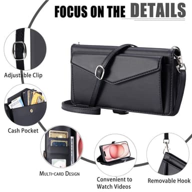 SKALO iPhone 16 Plus Evelope Clutch 5-Lokeroa - Musta