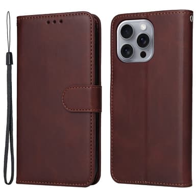 SKALO iPhone 16 Pro Max PU-nahkainen Lompakkokotelo - Ruskea