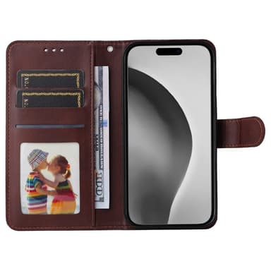 SKALO iPhone 16 Pro Max PU-nahkainen Lompakkokotelo - Ruskea