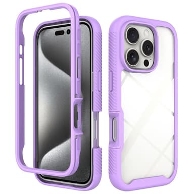 SKALO iPhone 16 Pro Iskunkestävä Clear Hybridi Suojakuori - Violetti