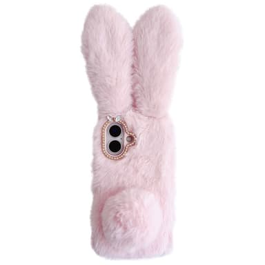 SKALO iPhone 16 3D Soft Furry Bunny Ears Suojakuori - Pinkki