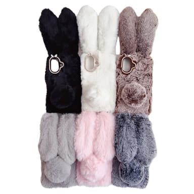 SKALO iPhone 16 3D Soft Furry Bunny Ears Suojakuori - Pinkki