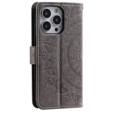 SKALO iPhone 16 Pro Mandala lompakkokotelo - Harmaa