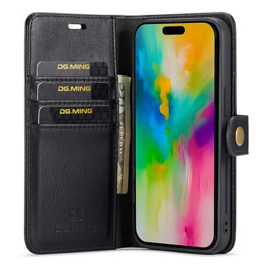 DG MING iPhone 16 Pro 2-in-1 magneetti lompakkokotelo - Musta
