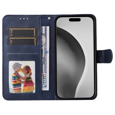SKALO iPhone 16 Pro Max PU-nahkainen Lompakkokotelo - Sininen