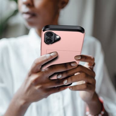 SKALO iPhone 16 Armor Suojakuori korttikotelo - Ruusukulta