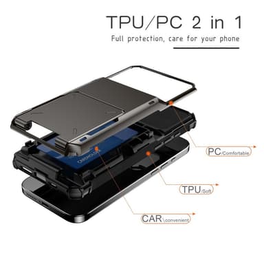 SKALO iPhone 16 Pro Armor Suojakuori korttikotelo - Musta