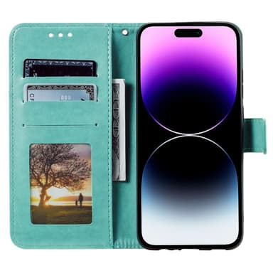 SKALO iPhone 16 Pro Mandala lompakkokotelo - Turkoosi