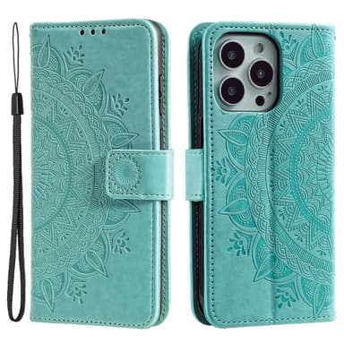 SKALO iPhone 16 Pro Mandala lompakkokotelo - Turkoosi