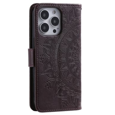 SKALO iPhone 16 Pro Max Mandala lompakkokotelo - Ruskea