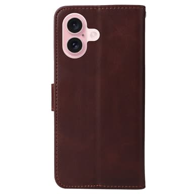 SKALO iPhone 16 PU-nahkainen Lompakkokotelo - Ruskea
