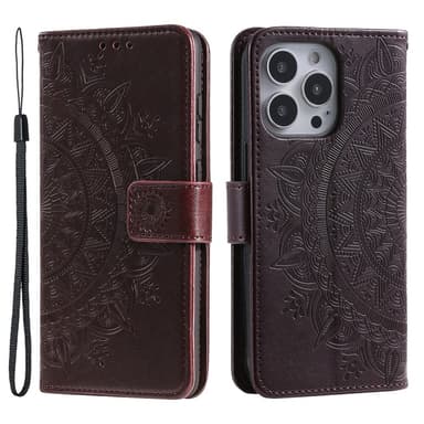 SKALO iPhone 16 Pro Max Mandala lompakkokotelo - Ruskea
