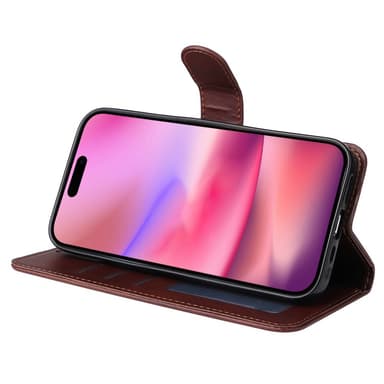 SKALO iPhone 16 PU-nahkainen Lompakkokotelo - Ruskea