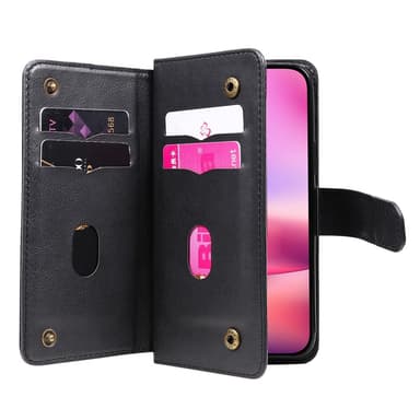 SKALO iPhone 16 10-lokeroa Lompakkokotelo - Musta