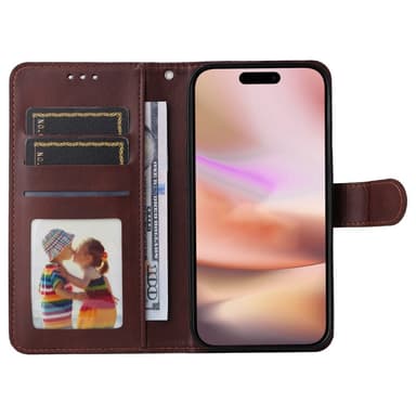 SKALO iPhone 16 Plus PU-nahkainen Lompakkokotelo - Ruskea