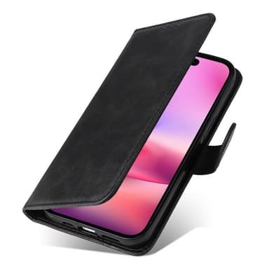 SKALO iPhone 16 PU-nahkainen Lompakkokotelo - Musta