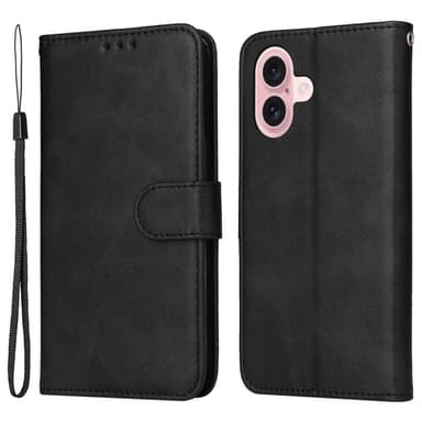 SKALO iPhone 16 PU-nahkainen Lompakkokotelo - Musta