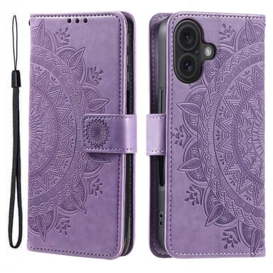 SKALO iPhone 16 Plus Mandala lompakkokotelo - Violetti
