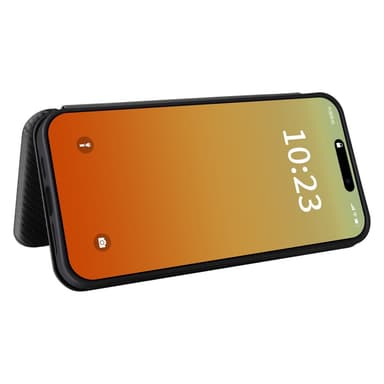 SKALO iPhone 16 Pro Carbon Fiber Lompakkokotelo - Musta
