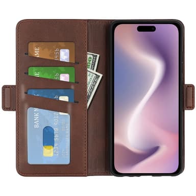 SKALO iPhone 16 Pro Max Premium Wallet Lompakkokotelo - Ruskea