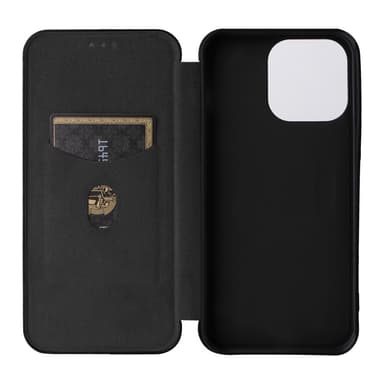 SKALO iPhone 16 Pro Carbon Fiber Lompakkokotelo - Musta