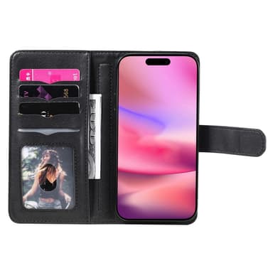 SKALO iPhone 16 10-lokeroa Lompakkokotelo - Musta