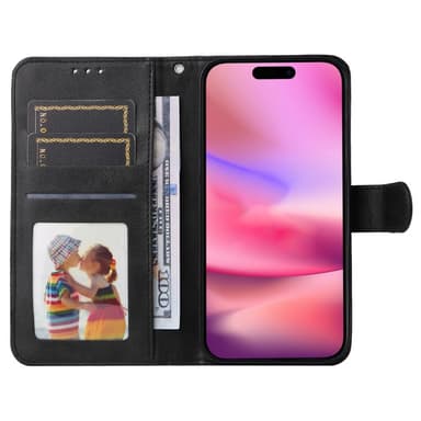SKALO iPhone 16 PU-nahkainen Lompakkokotelo - Musta