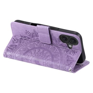 SKALO iPhone 16 Plus Mandala lompakkokotelo - Violetti
