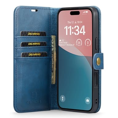 DG MING iPhone 16 2-in-1 magneetti lompakkokotelo - Sininen