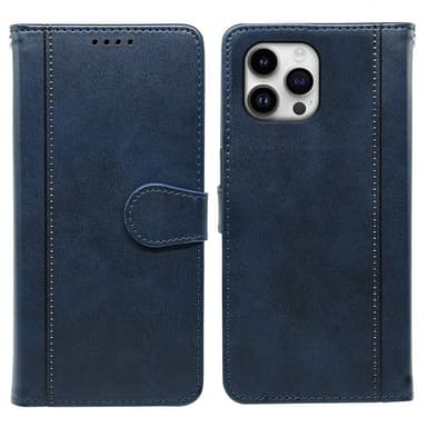 SKALO iPhone 16 Pro Lompakkokotelo PU-nahkaa - Sininen