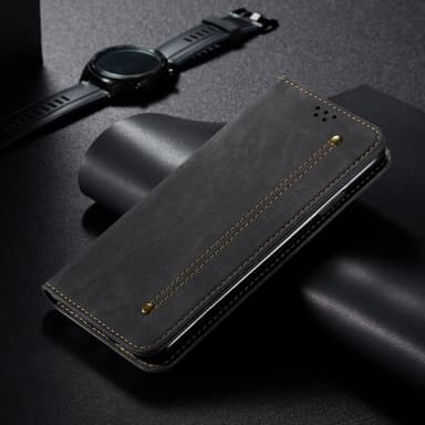 SKALO iPhone 16 Jeans Lompakkokotelo - Musta