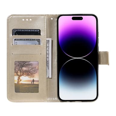 SKALO iPhone 16 Mandala lompakkokotelo - Kulta