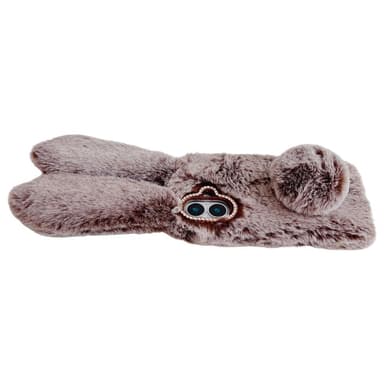 SKALO iPhone 16 3D Soft Furry Bunny Ears Suojakuori - Harmaa