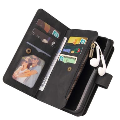 SKALO iPhone 16 Pro Max Big Wallet 17-lokeroa Lompakkokotelo - Musta