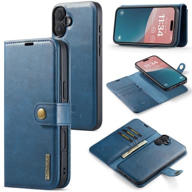 DG MING iPhone 16 Plus 2-in-1 magneetti lompakkokotelo - Sininen