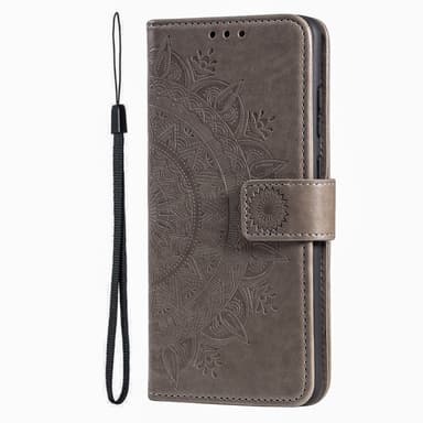 SKALO iPhone 16 Plus Mandala lompakkokotelo - Harmaa