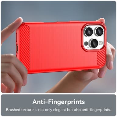 SKALO iPhone 16 Pro Armor Carbon Iskunkestävä TPU suojakuori - Punainen