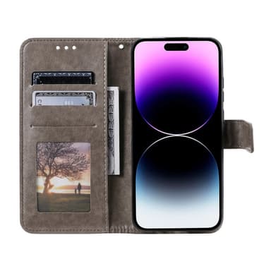 SKALO iPhone 16 Plus Mandala lompakkokotelo - Harmaa