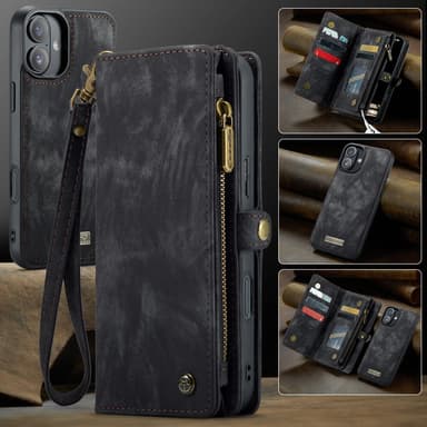 CaseMe iPhone 16 Plus 008 Series lompakkokotelo - Musta