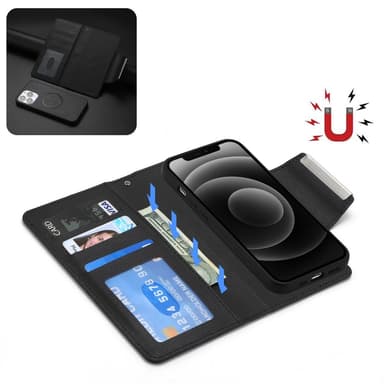 SKALO iPhone 16 Pro DOLIZMA 2 in 1 magneettinen lompakkokotelo - Musta