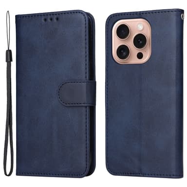 SKALO iPhone 16 Pro PU-nahkainen Lompakkokotelo - Sininen