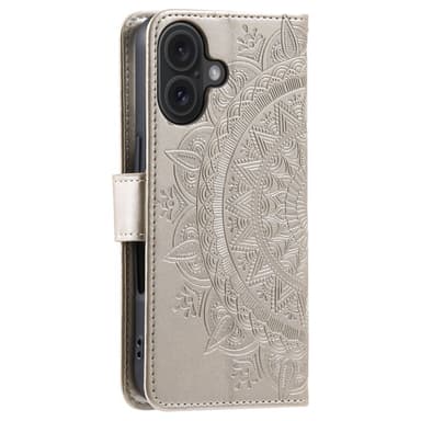 SKALO iPhone 16 Plus Mandala lompakkokotelo - Kulta