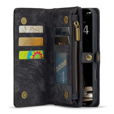 CaseMe iPhone 16 Plus 008 Series lompakkokotelo - Musta