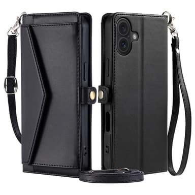 SKALO iPhone 16 Evelope Clutch 5-Lokeroa - Musta