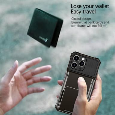 SKALO iPhone 16 Pro Max Armor Suojakuori korttikotelo - Musta