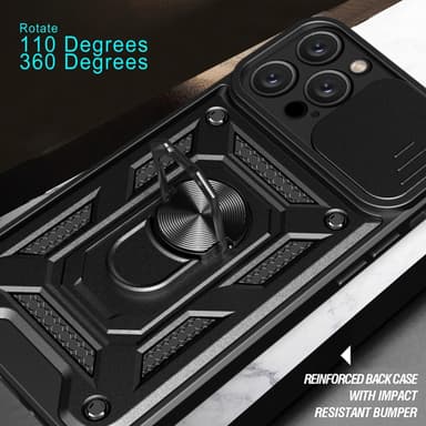 SKALO iPhone 16 Pro Max Armor hybridi metallirengas kameran liukusäädin - Musta