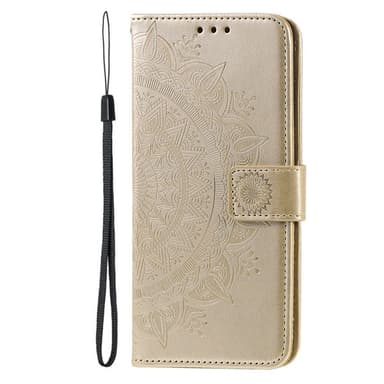 SKALO iPhone 16 Plus Mandala lompakkokotelo - Kulta