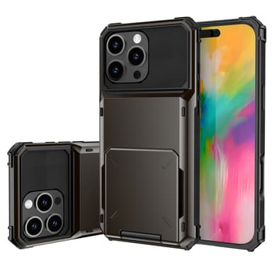 SKALO iPhone 16 Pro Max Armor Suojakuori korttikotelo - Musta