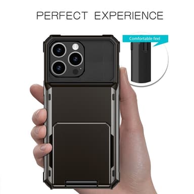 SKALO iPhone 16 Pro Max Armor Suojakuori korttikotelo - Musta