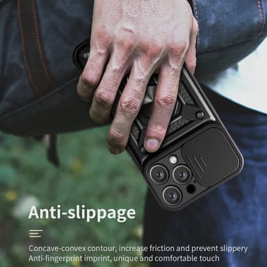 SKALO iPhone 16 Pro Max Armor hybridi metallirengas kameran liukusäädin - Musta